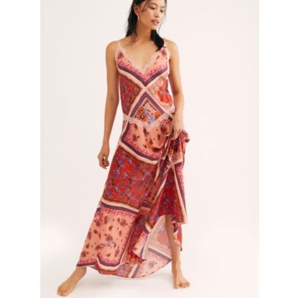 Free People Stevie Printed Maxi Slip By Intimately - Picture 1 of 11